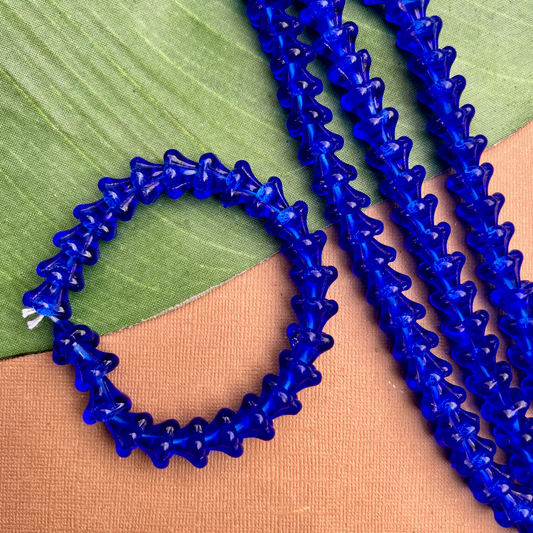 Blue Bell Flower Large Cap Beads - 25 Pieces