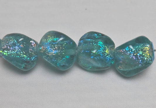 Light Blue/Green Rainbow Dichroic Glass Bead