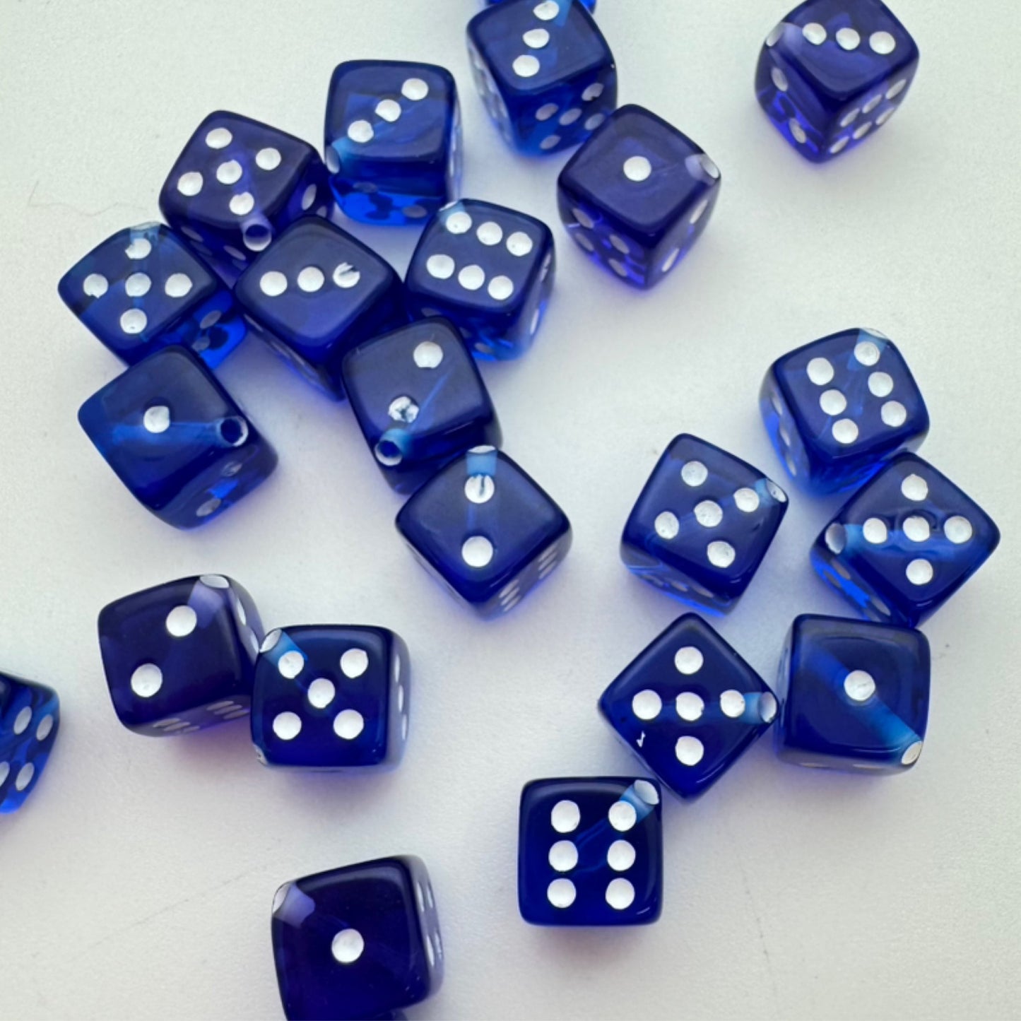 Dice Bead 9mm Cobalt with white