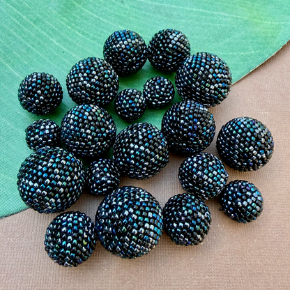 Midnight Blue Beaded Beads - Confetti
