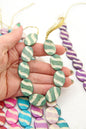 Carved Stripe Flat Oval Bone Beads, 17x24mm, 9 Easter Egg Beads