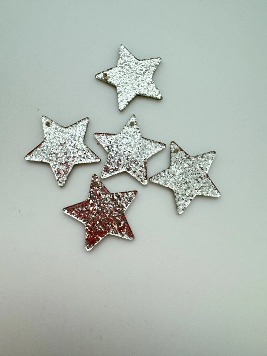 Star Charm 27mm Glitter Silver