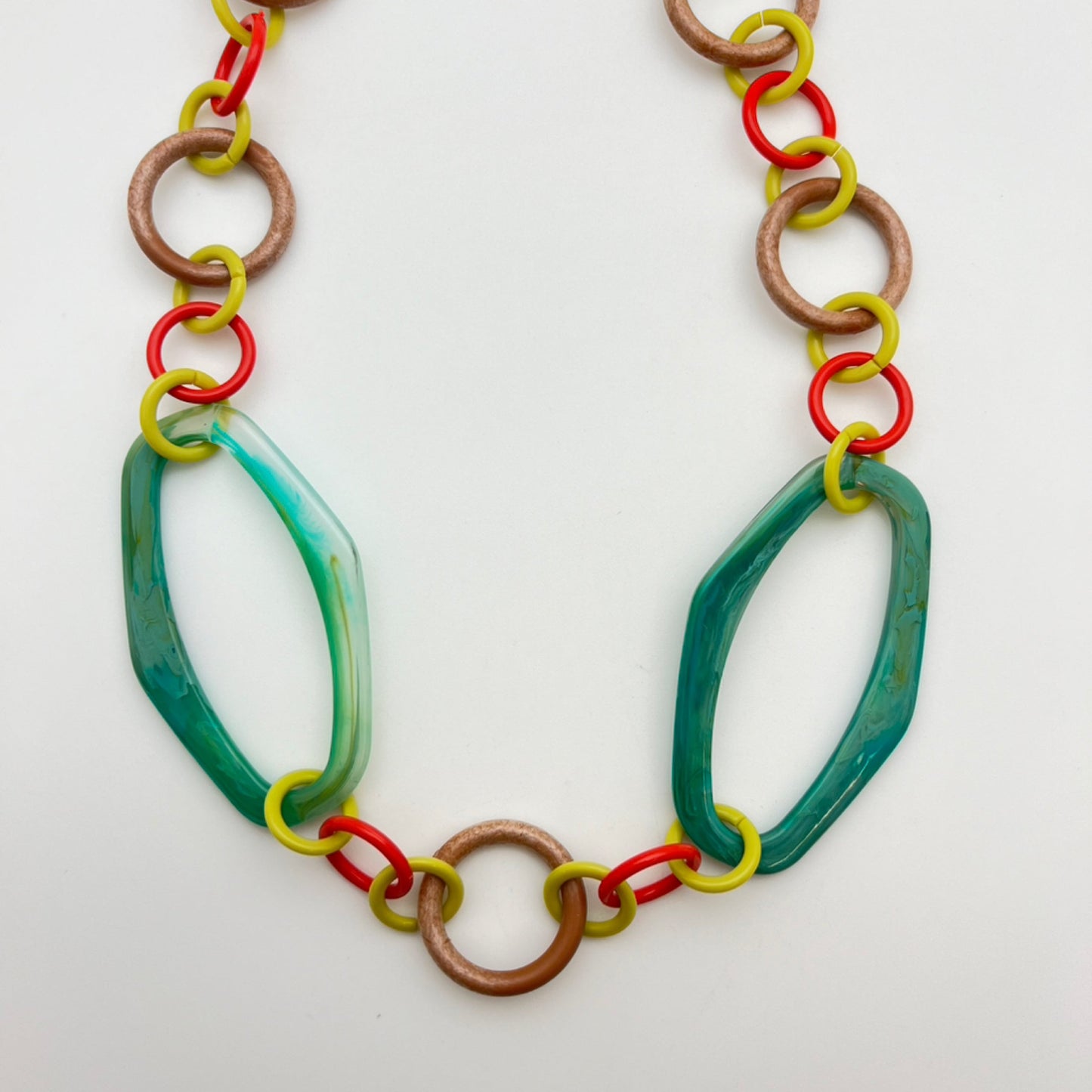 Resin Chain Link Teal & Kiwi 18”x42mm