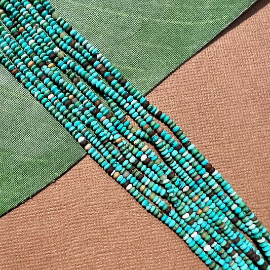Natural Matrix Turquoise Tiny Saucer Beads - 1 Strand