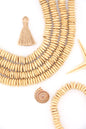 10mm Café Cream Bone Heishi Natural Spacer Discs, 72 beads