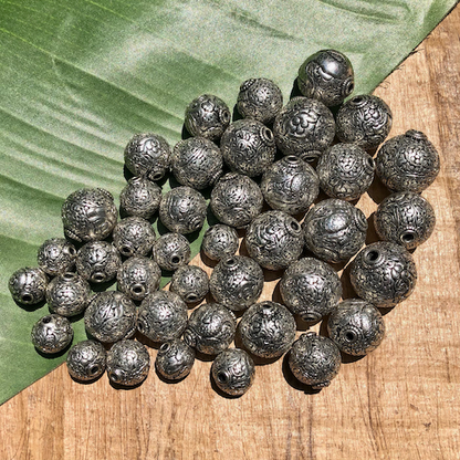 Silver Plated Hand Carved Nepalese Beads