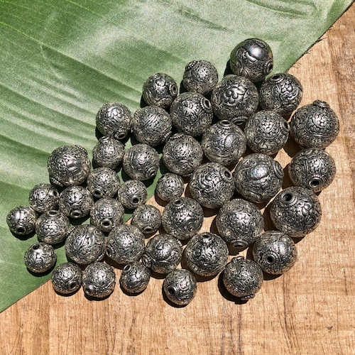 Silver Plated Hand Carved Nepalese Beads