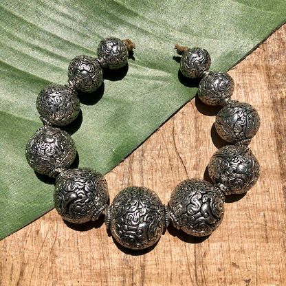 Silver Plated Hand Carved Nepalese Beads