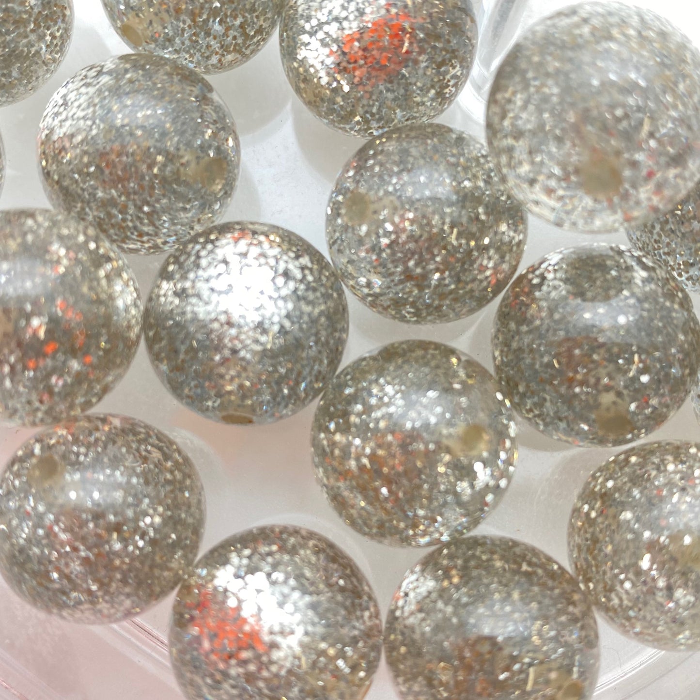 Glitter Round 16mm Silver