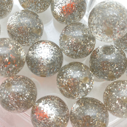 Glitter Round 16mm Silver