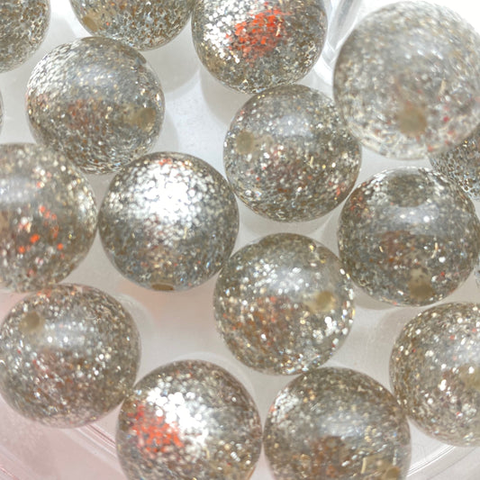 Glitter Round 16mm Silver
