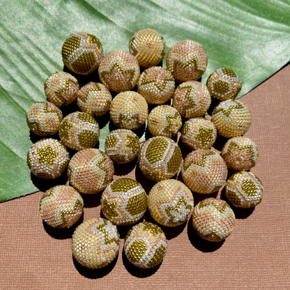 Gold Olive Pink (Size 15) Beaded Beads