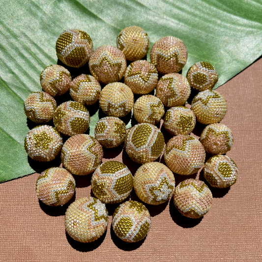 Gold Olive Pink (Size 15) Beaded Beads