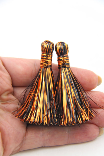 Halloween Tinsel Tassels, 2.5" Metallic Jewelry Making Tassels