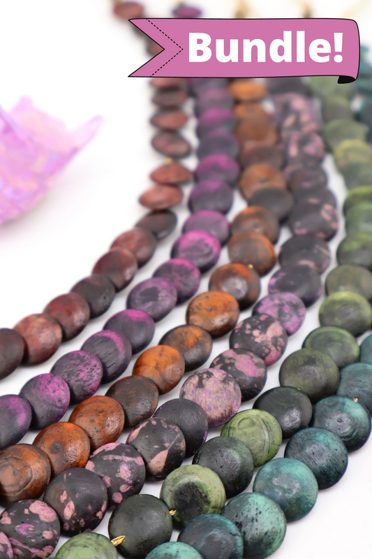 Bead Bundle: Cascading Eclipse Coin Bone Beads, 6 Strands, 12mm, 138 beads