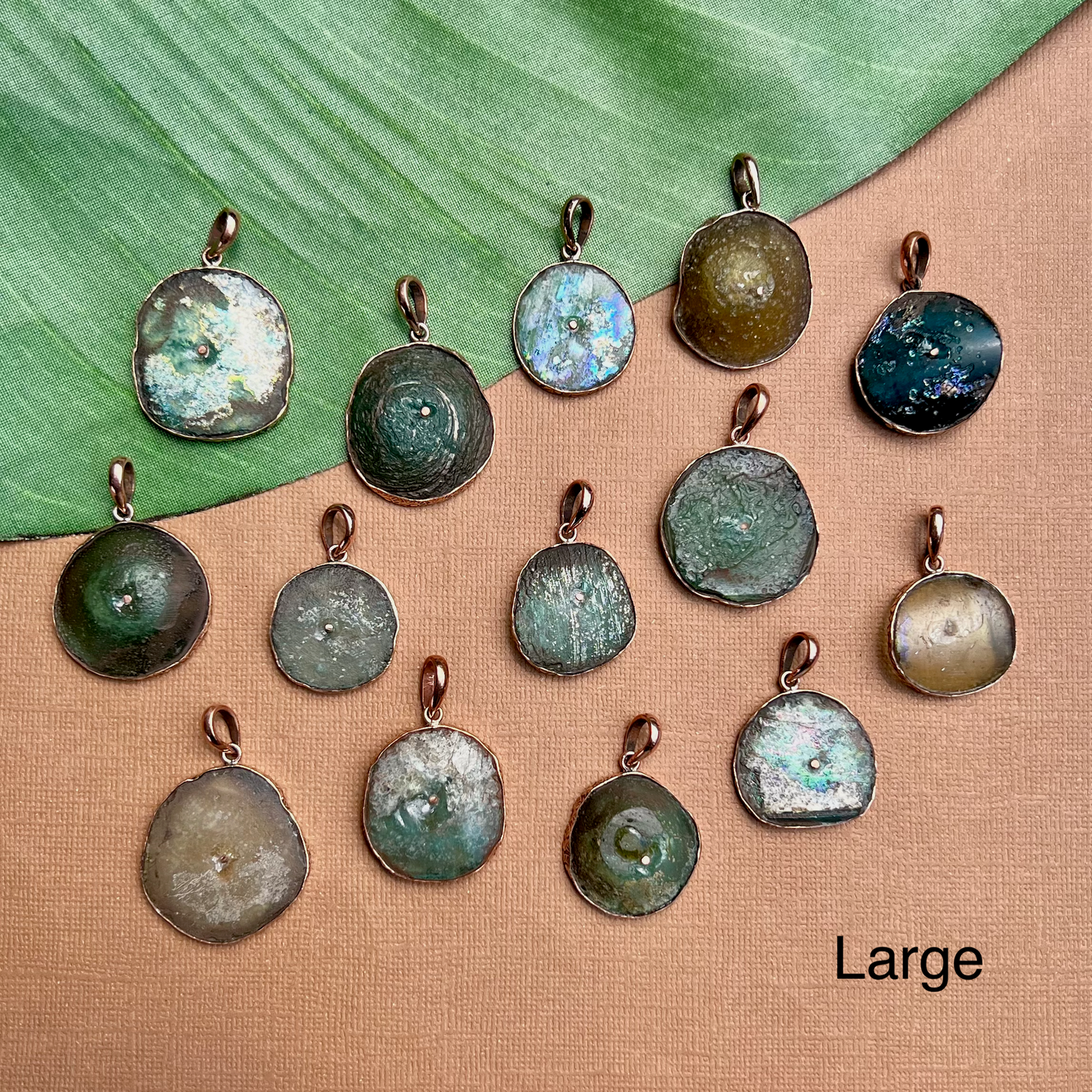 Roman Glass Round Pendants - 1 Piece