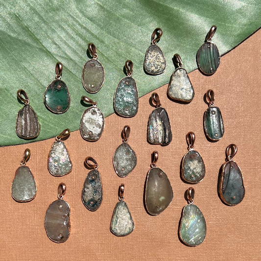 Roman Glass Ovalesque Pendants - 1 Piece