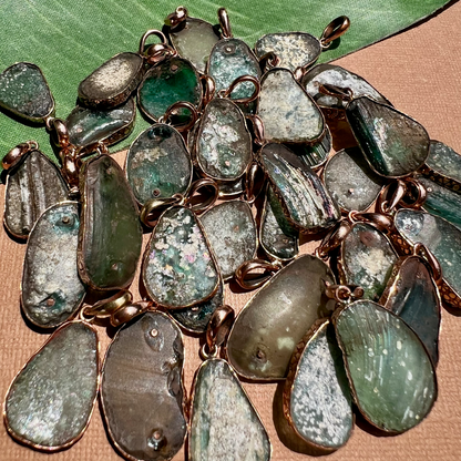 Roman Glass Ovalesque Pendants - 1 Piece