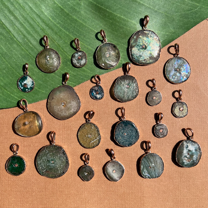 Roman Glass Round Pendants - 1 Piece