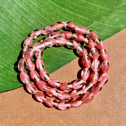 Pink & Clear Oval Beads - 50 Pieces