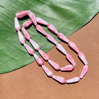 German Window Pink Teardrop Beads - 25 Pieces