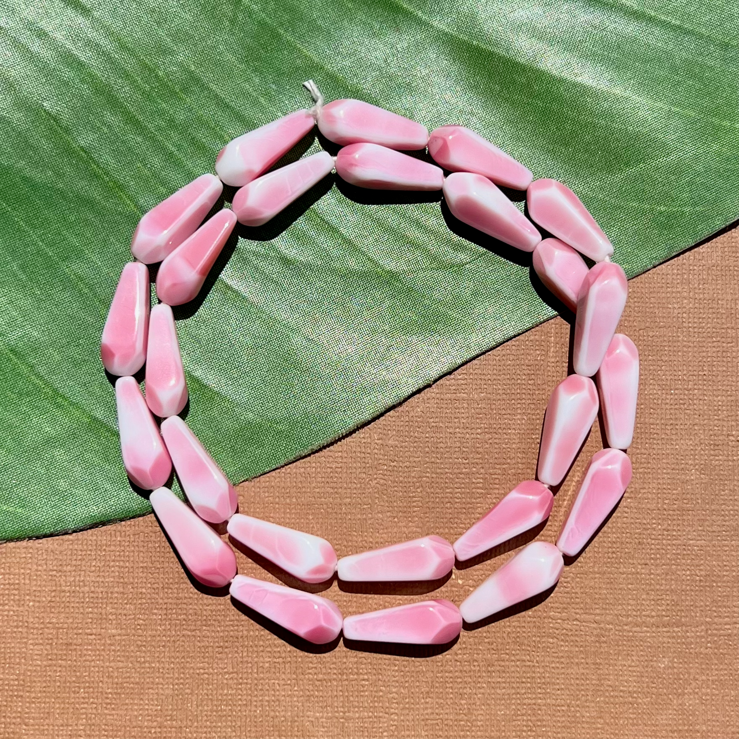 German Window Pink Teardrop Beads - 25 Pieces