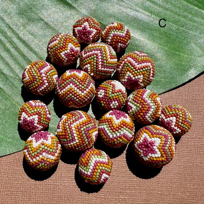 Pink Green Orange (Size 15) Beaded Beads