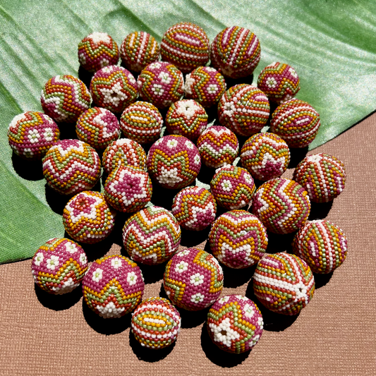 Pink Green Orange (Size 15) Beaded Beads