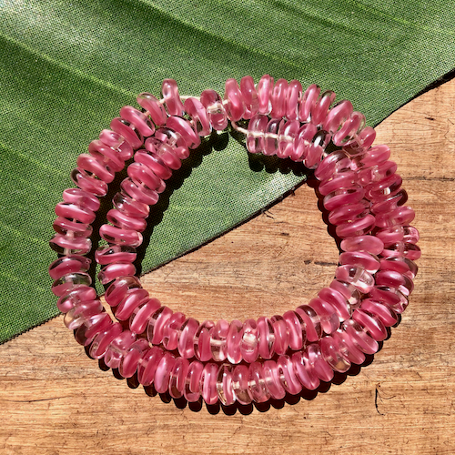 Pink and Clear Square Beads - 100 Pieces