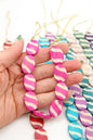 Carved Stripe Flat Oval Bone Beads, 17x24mm, 9 Easter Egg Beads