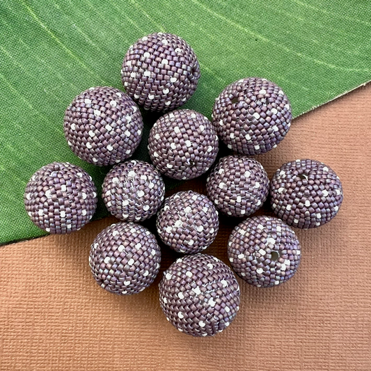 Purple Polka Dots (Size 15) Beaded Beads