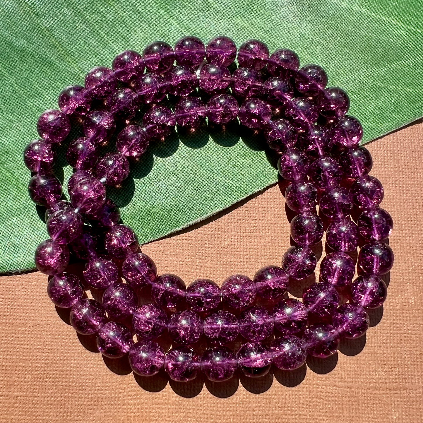Purple Crackle 8mm & 10mm Beads - 100 Pieces