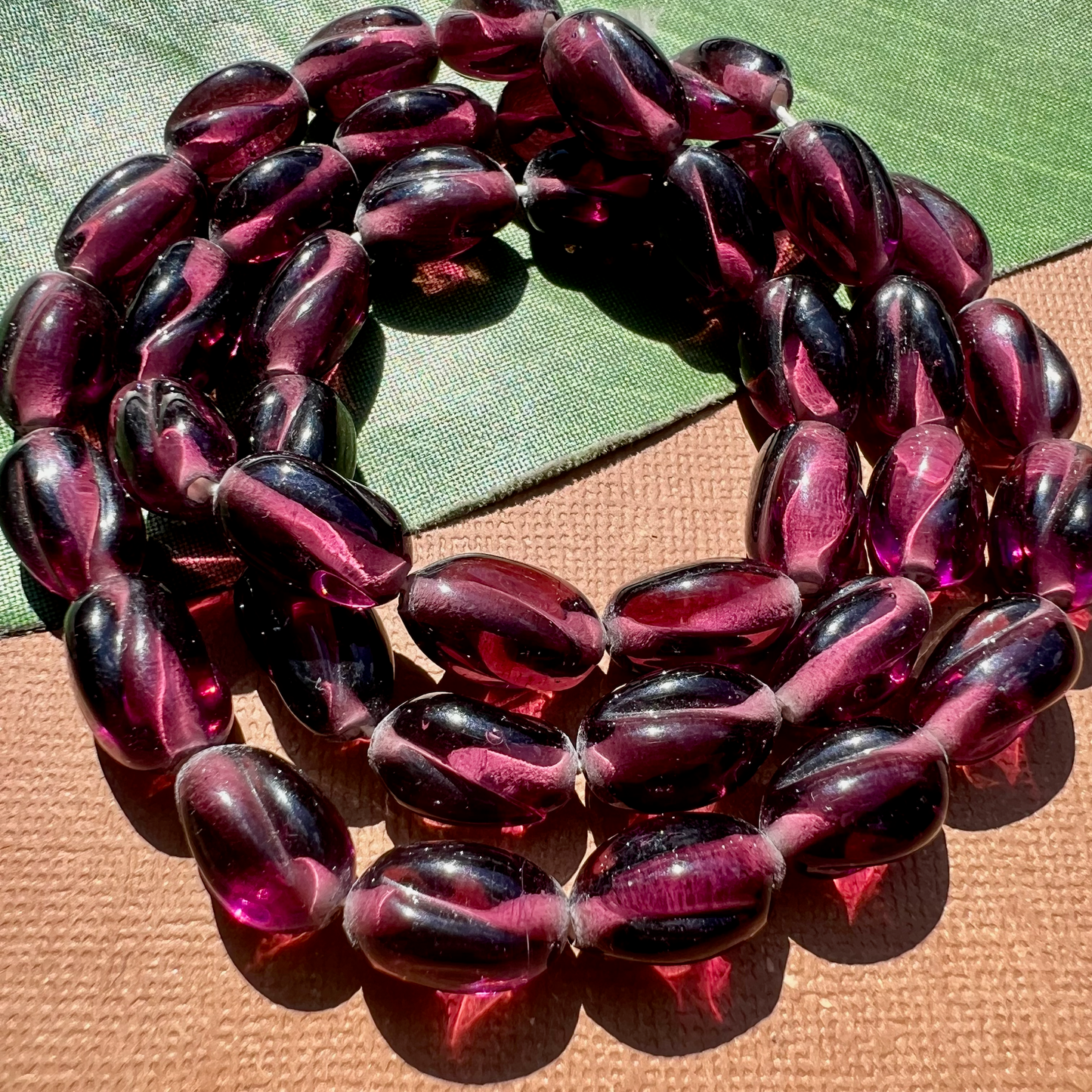 Purple Oval Twist Beads - 40 Pieces