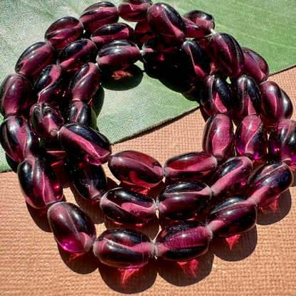 Purple Oval Twist Beads - 40 Pieces