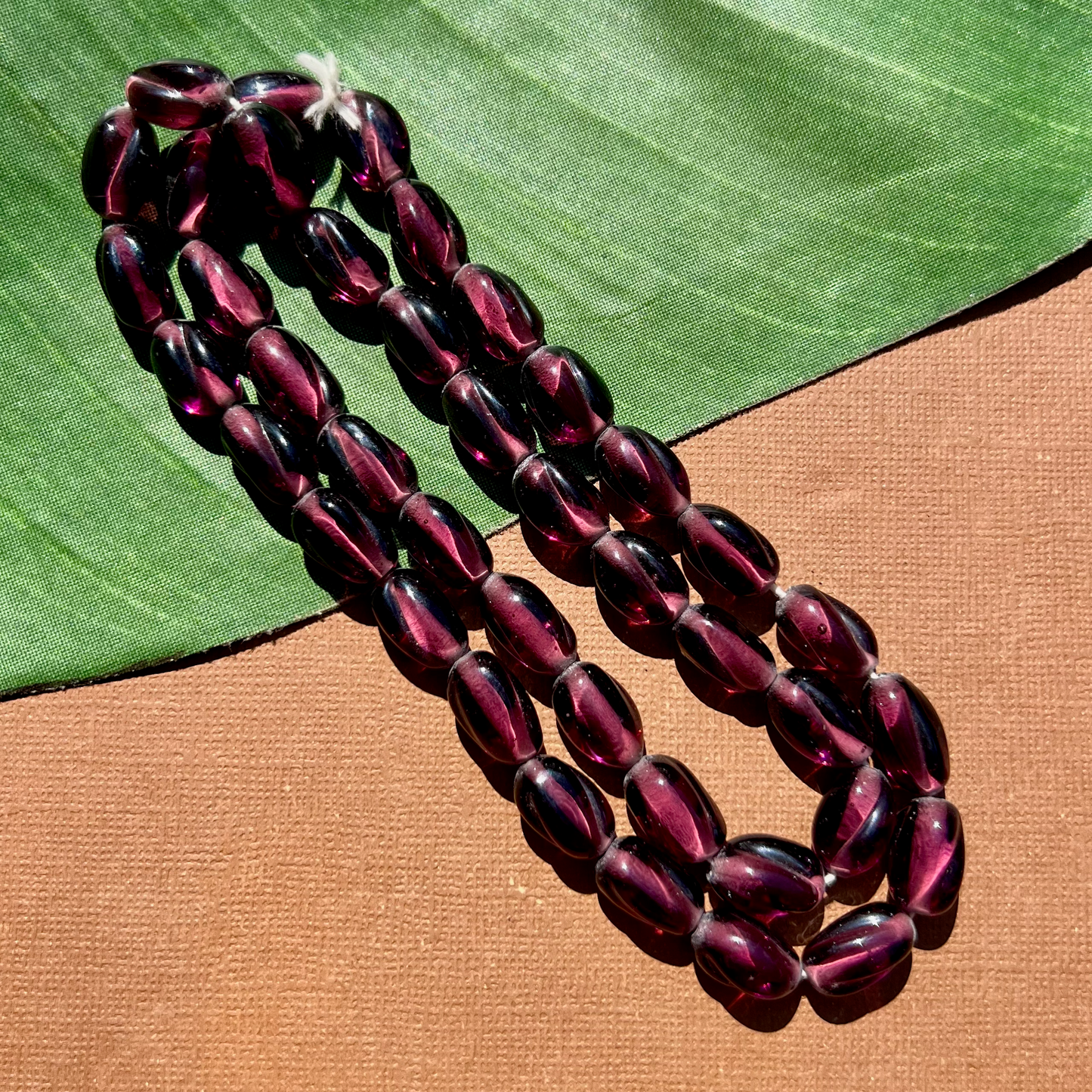 Purple Oval Twist Beads - 40 Pieces