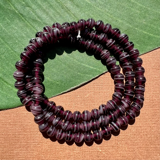 Purple Swirl Round 6mm Beads - 100 Pieces