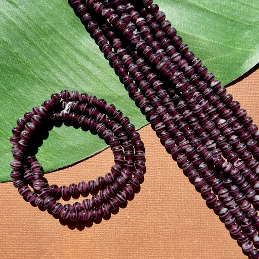 Purple Swirl Round 6mm Beads - 100 Pieces
