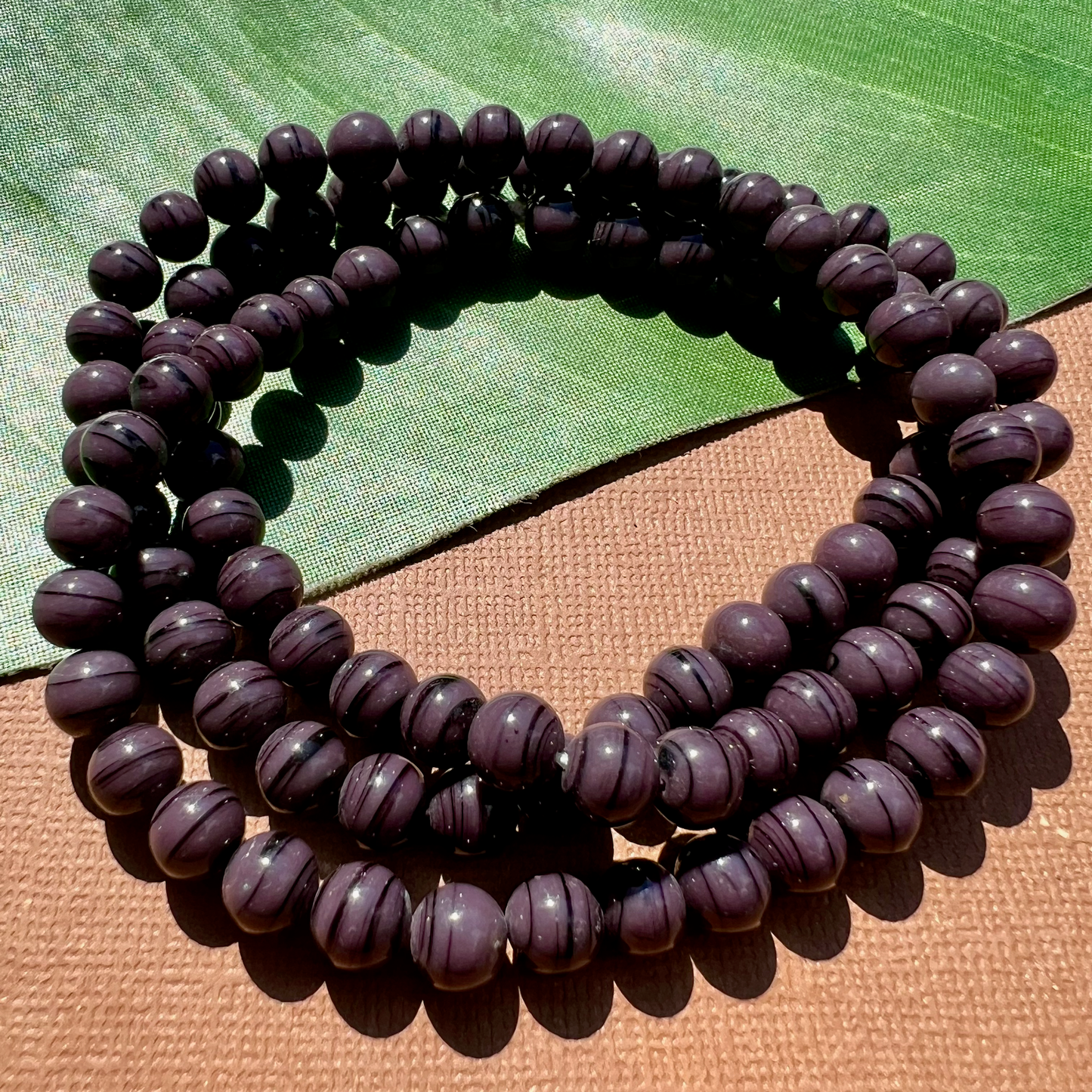 Purple & Black Swirl Round 7.5mm Beads - 100 Pieces