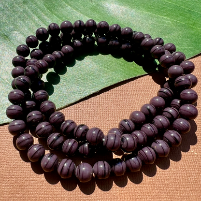 Purple & Black Swirl Round 7.5mm Beads - 100 Pieces