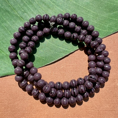 Purple & Black Swirl Round 7.5mm Beads - 100 Pieces