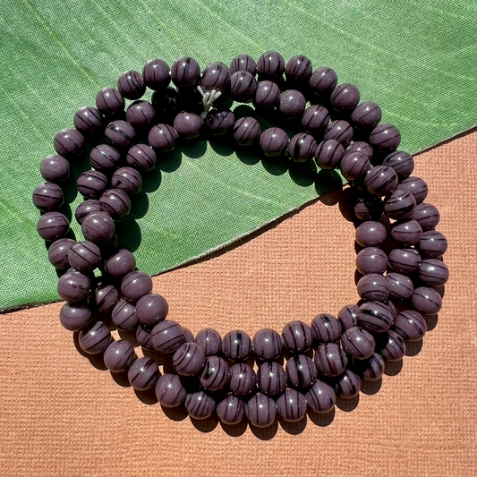 Purple & Black Swirl Round 7.5mm Beads - 100 Pieces