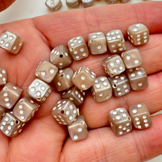 Dice Bead 9mm Champaign Pearl