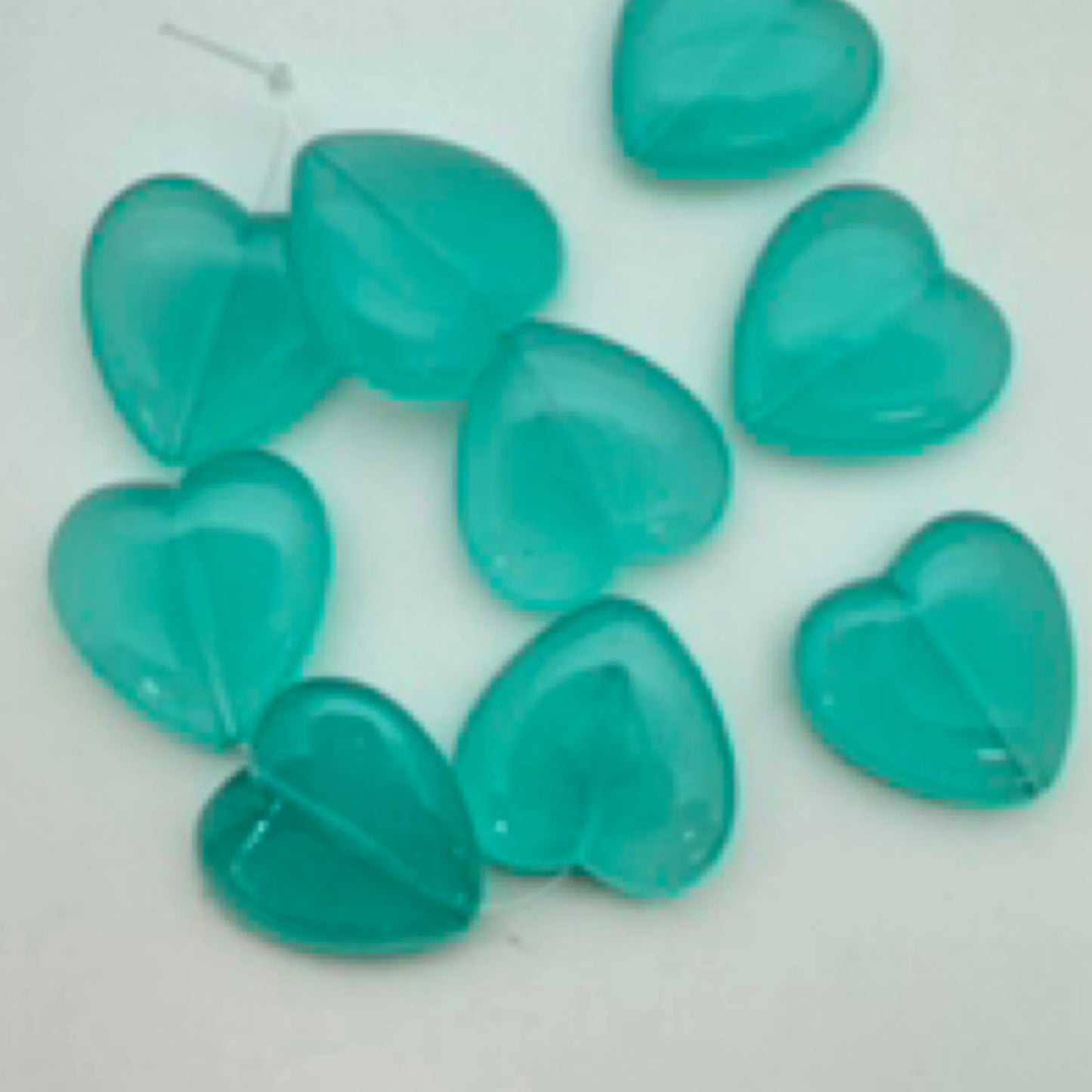 Heart Bead 20mm Aqua Opaline