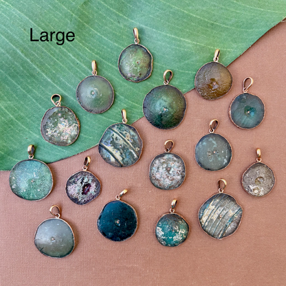 Roman Glass Round Pendants - 1 Piece