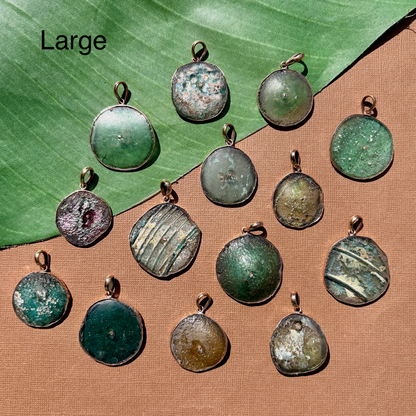 Roman Glass Round Pendants - 1 Piece