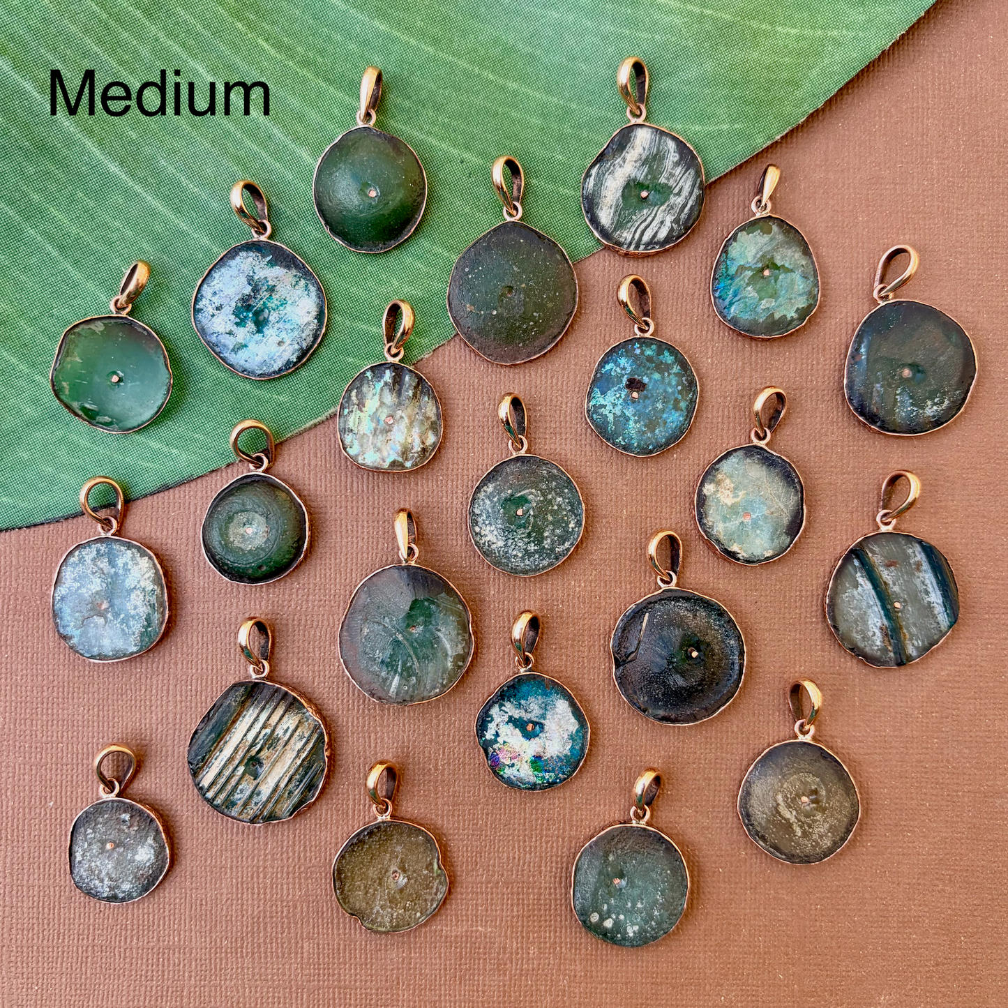 Roman Glass Round Pendants - 1 Piece