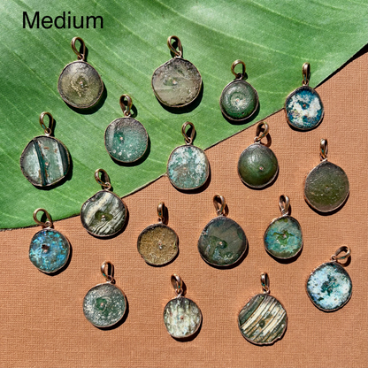 Roman Glass Round Pendants - 1 Piece