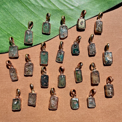 Roman Glass Rectangle Pendants - 1 Piece