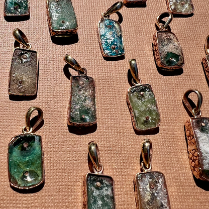 Roman Glass Rectangle Pendants - 1 Piece