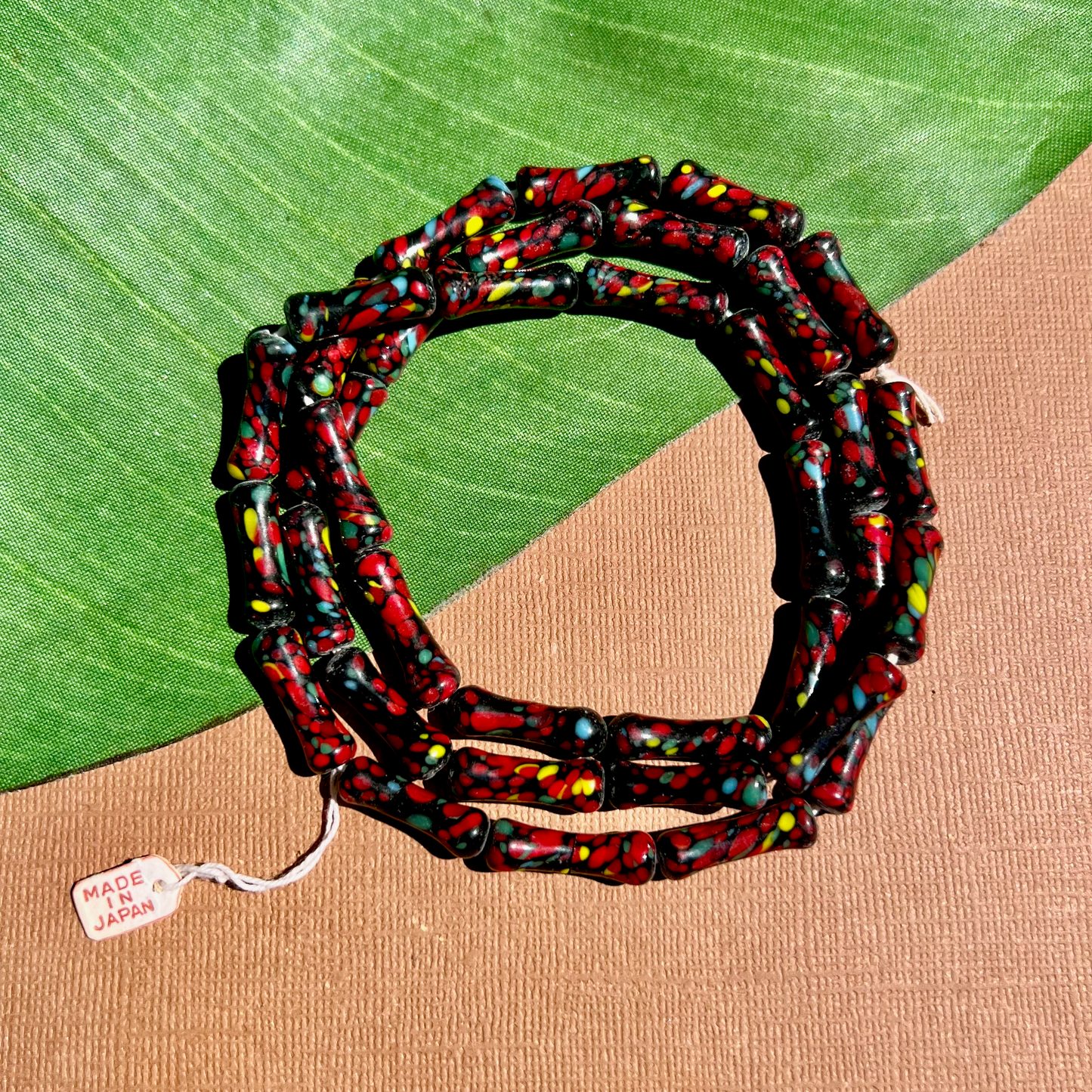 Red & Black Dog Bone Beads - 36 Pieces